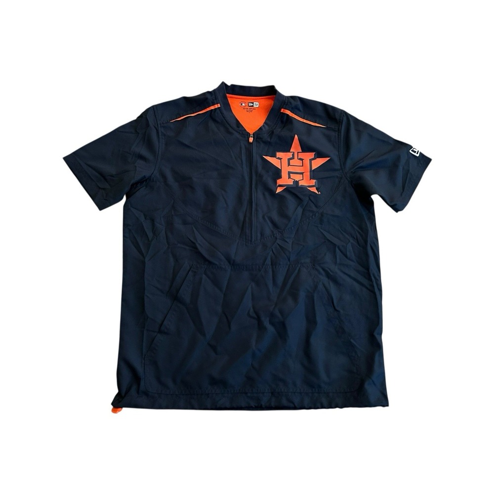 Houston Astros Shirt Men Small Short Sleeve Warm Up Ripstop‎ Half Zip New Era